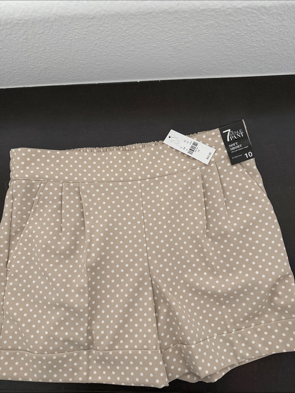 New York & Company Tan Polka Dot Dress Shorts.